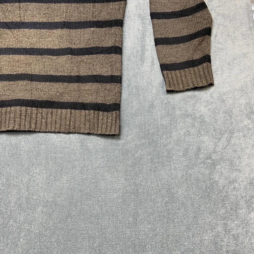 Pierre Cardin Sweater Mens XL Blue Gray Striped Acrylic Quarter Zip Tight Knit